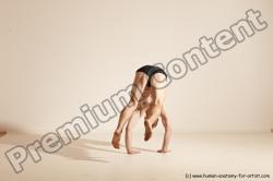 Underwear Gymnastic poses Man White Slim Bald Brown Dancing Dynamic poses Academic